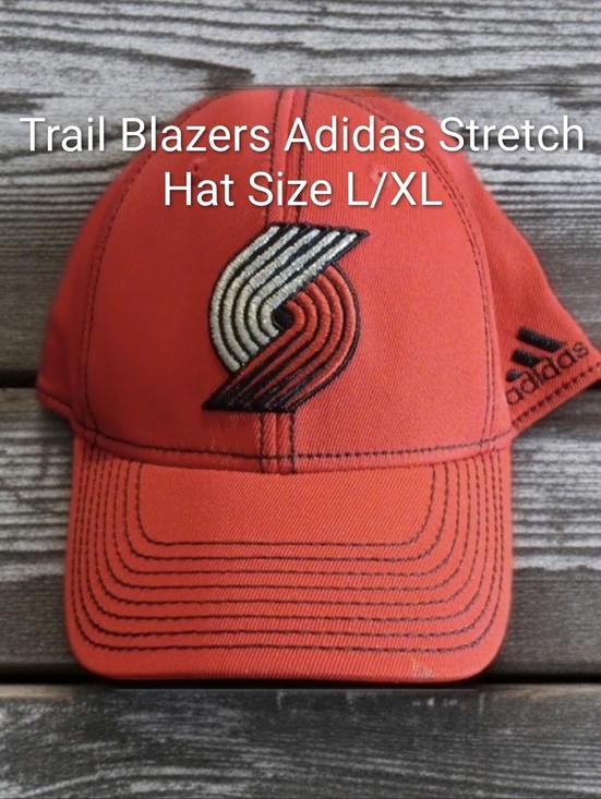 adidas Other - Trail Blazers Adidas Red and Black Stretch Hat with Embroidered Logo Size L/XL